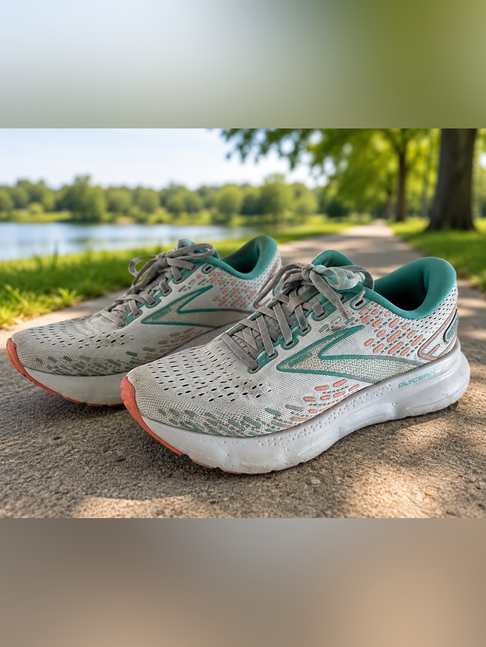 Brooks Glycerin 20 Gray Green Womens US Size 8 EUR 39 1203691B061 Running Shoes